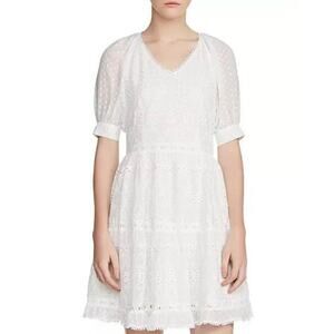 Maje White Eyelet Mini Dress